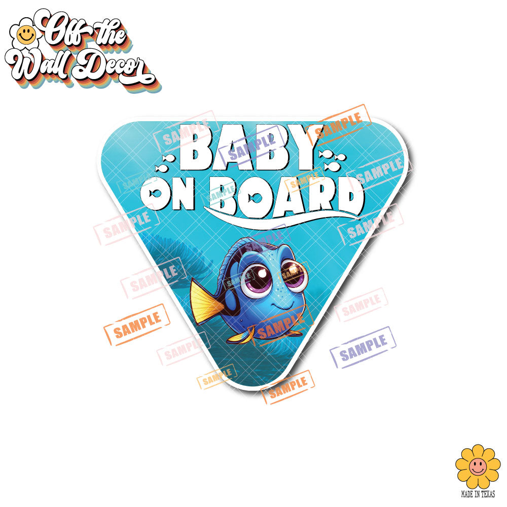 Baby Surgeon Fish Dory | Baby on Board | Suction Cup Sign, Magnet OR Vinyl Decal Sticker