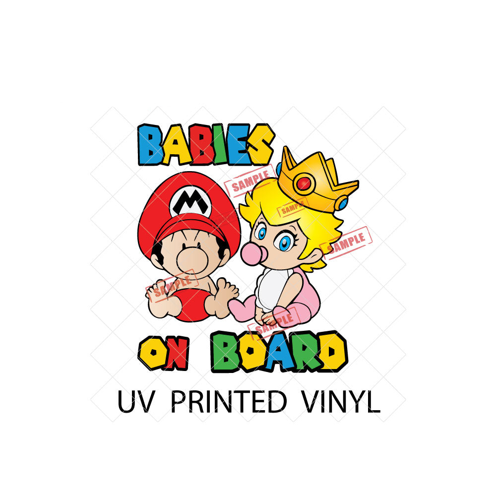 Baby Mario & Peach | Baby on Board | Suction Cup Sign, Magnet OR Vinyl Decal Sticker