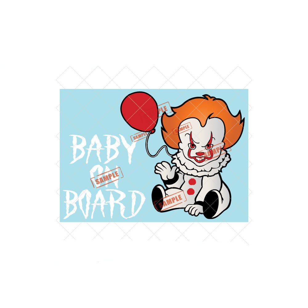 Scary Clown | Baby on Board | Suction Cup Sign, Magnet OR Vinyl Decal Sticker
