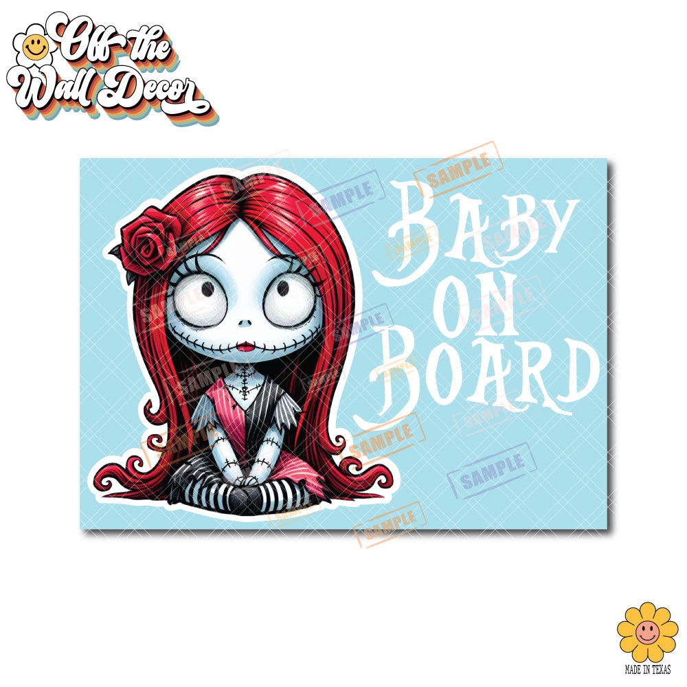 Sally Halloween | Baby on Board | Suction Cup Sign, Magnet OR Vinyl Decal Sticker