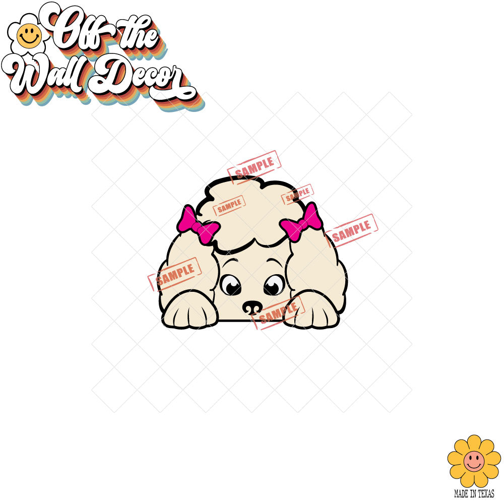 Peeking Poodle | Car/Truck Sticker, Automotive Decals, Car Bling Stickers and Decals, Pet Cat Dog Decal for Window