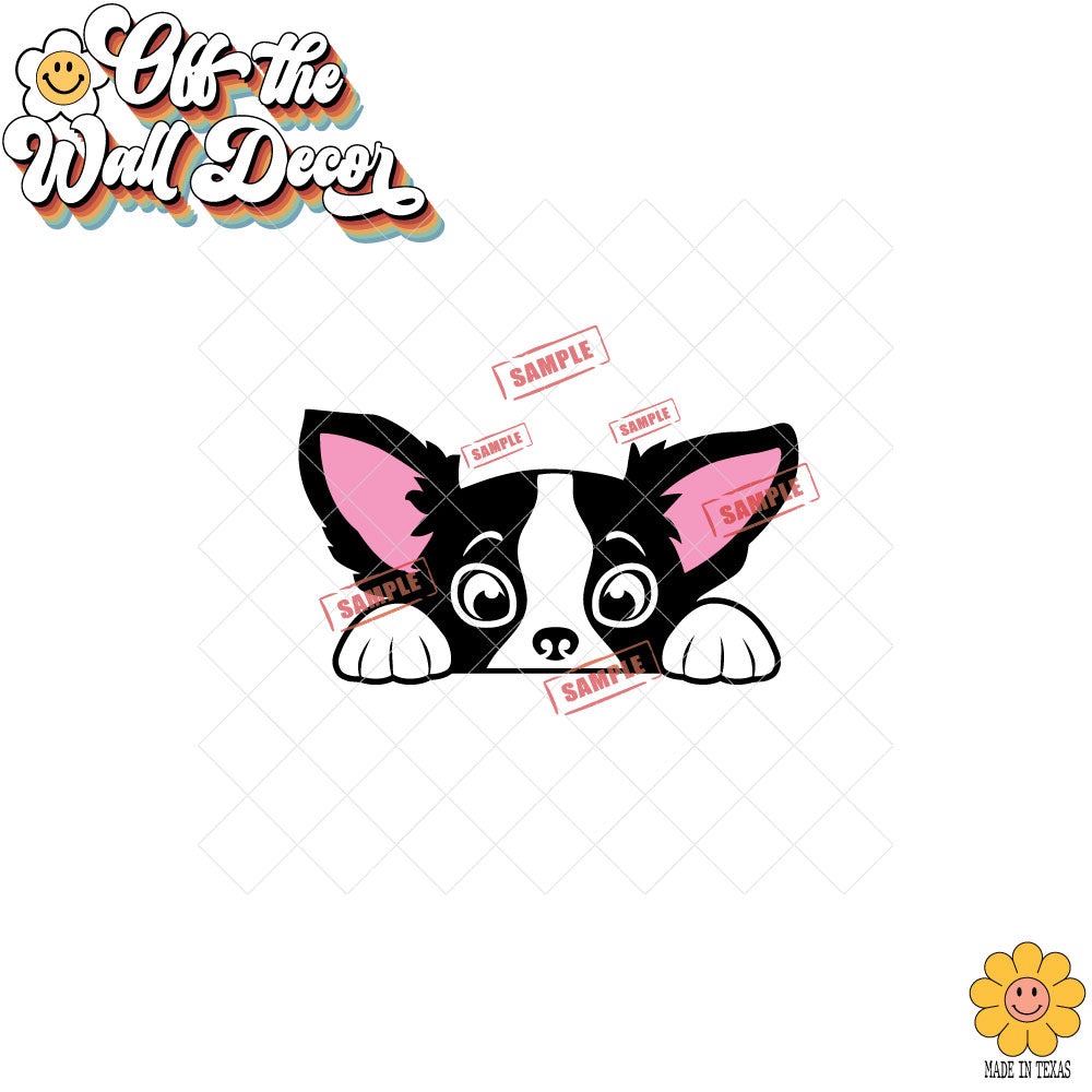 Peeking Long Hair Chihuahua | Car/Truck Sticker, Automotive Decals, Car Bling Stickers and Decals, Pet Cat Dog Decal for Window