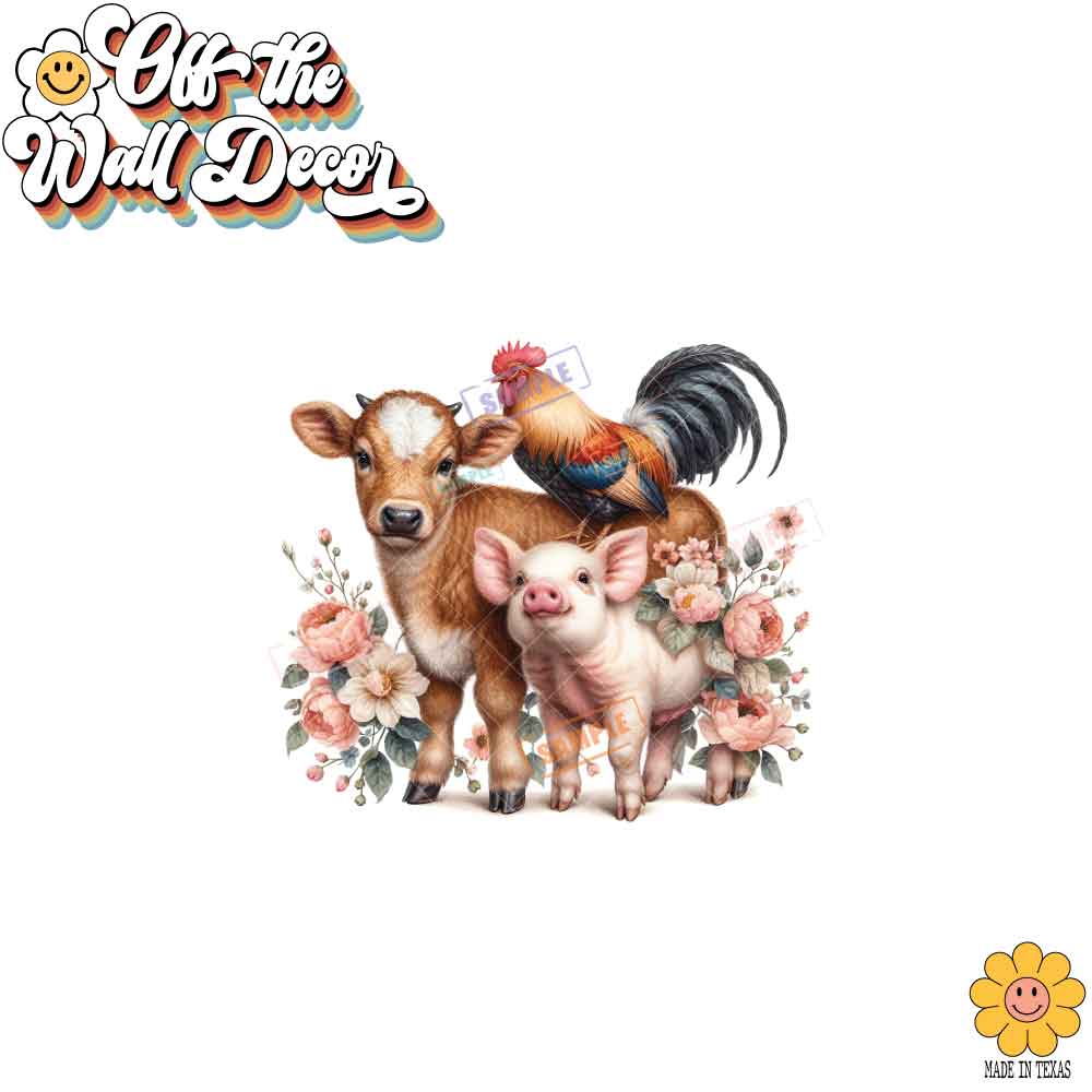 Farm Friends, Cow, Rooster and Pig | Potholders, Trivets, Hot pads, Oven mitts, Heat resistant, and Washable