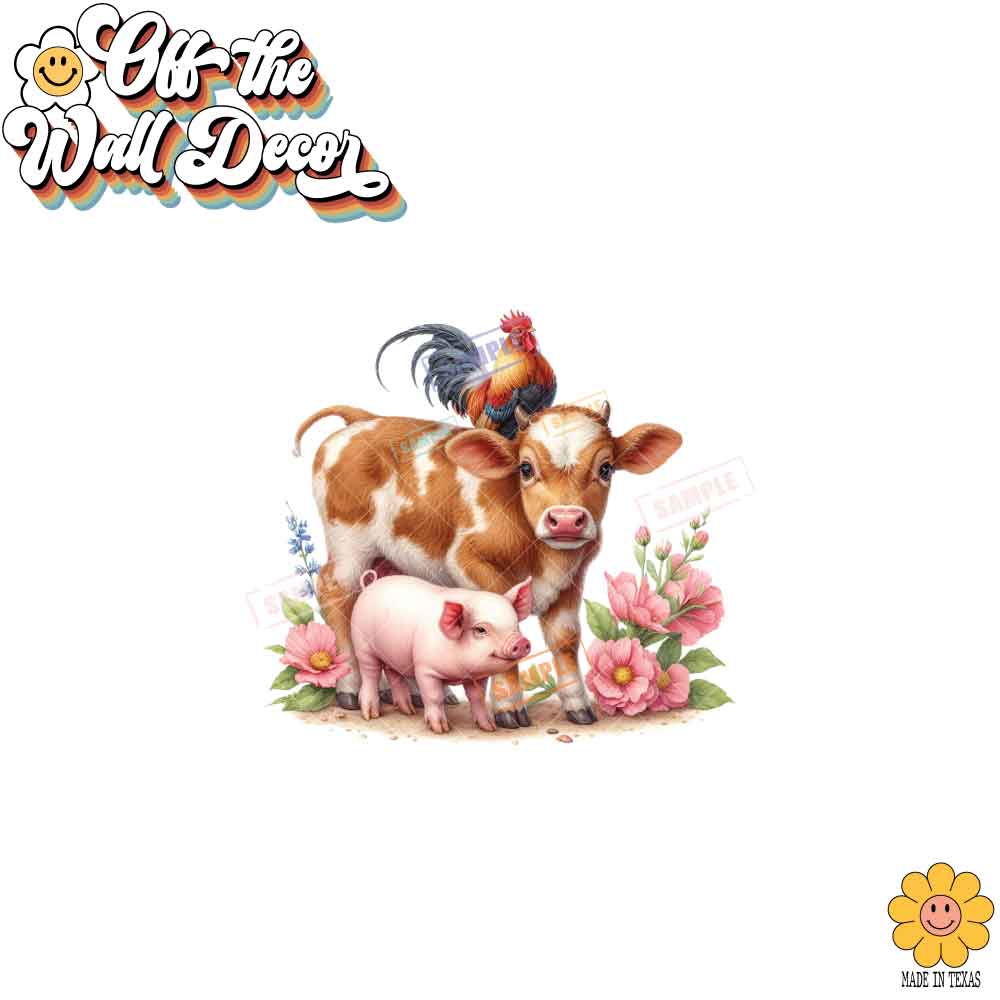 Farm Friends, Cow, Rooster and Pig | Potholders, Trivets, Hot pads, Oven mitts, Heat resistant, and Washable