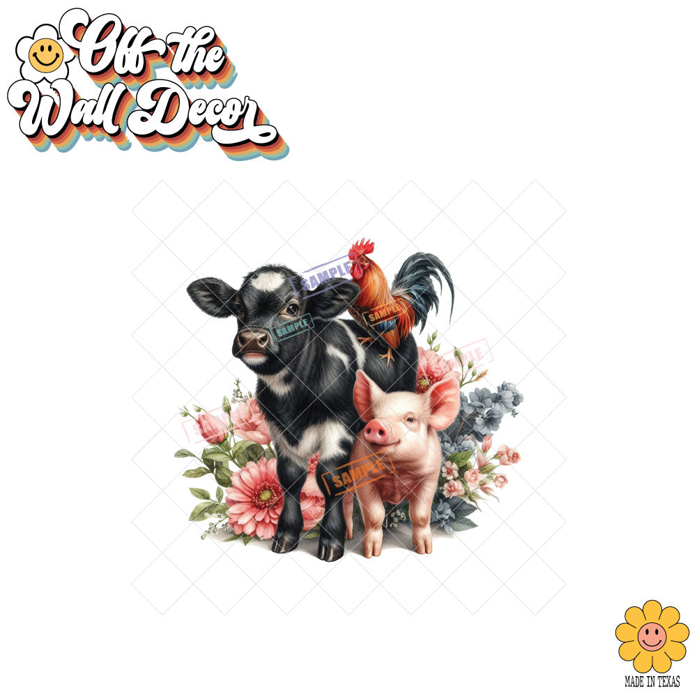 Farm Friends, Cow, Rooster and Pig | Potholders, Trivets, Hot pads, Oven mitts, Heat resistant, and Washable