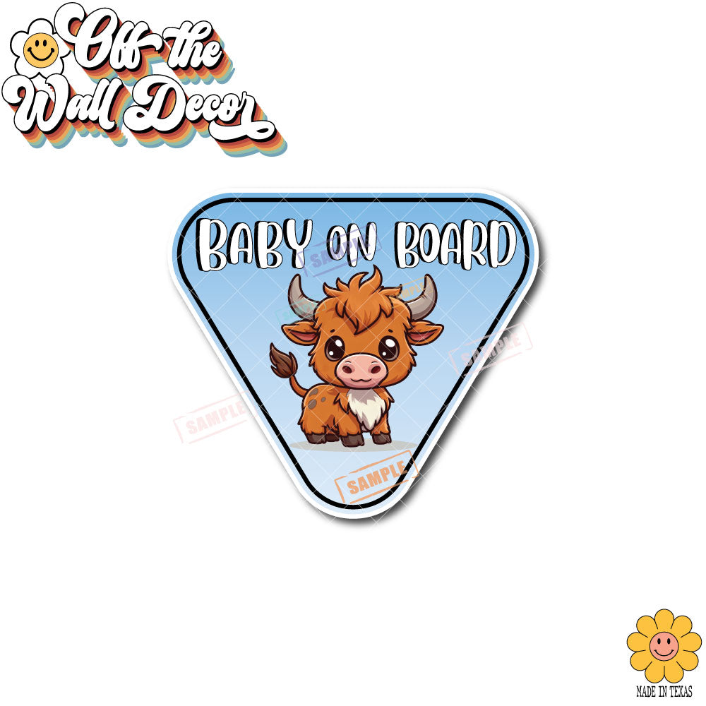 Baby Highland Cow | Baby on Board | Suction Cup Sign, Magnet OR Vinyl Decal Sticker