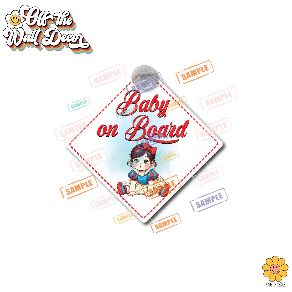 Baby Snow White | Baby on Board | Suction Cup Sign, Magnet OR Vinyl Decal Sticker