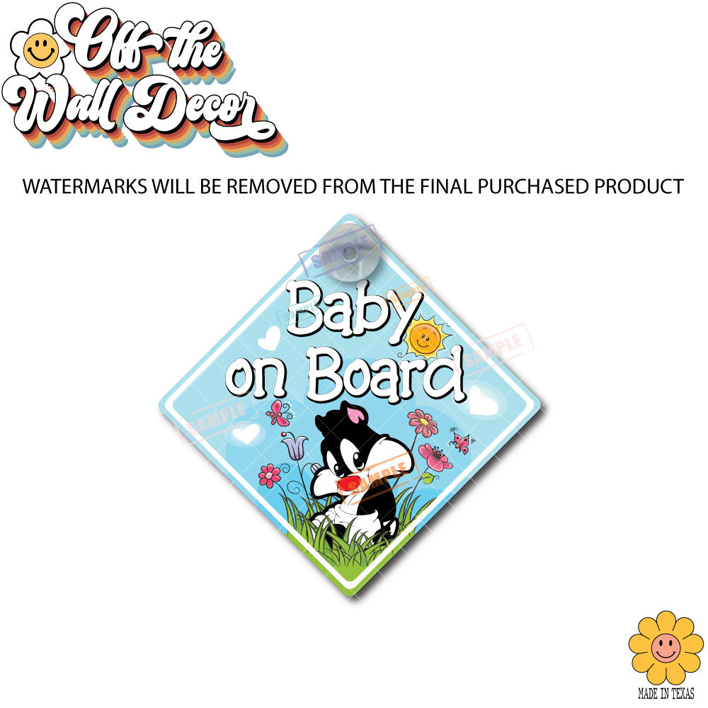 Sylvester Kitty | Baby on Board | Suction Cup Sign, Magnet OR Vinyl Decal Sticker