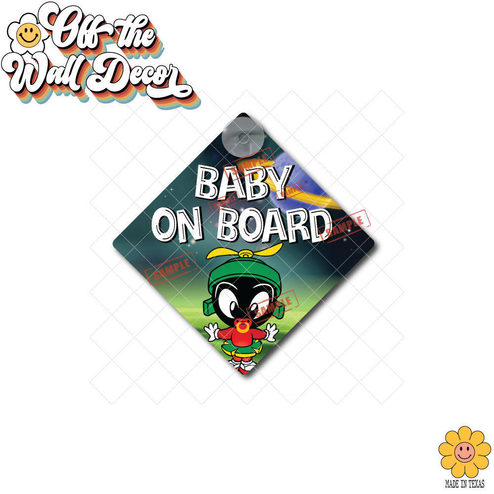 Marvin | Baby on Board | Suction Cup Sign, Magnet OR Vinyl Decal Sticker