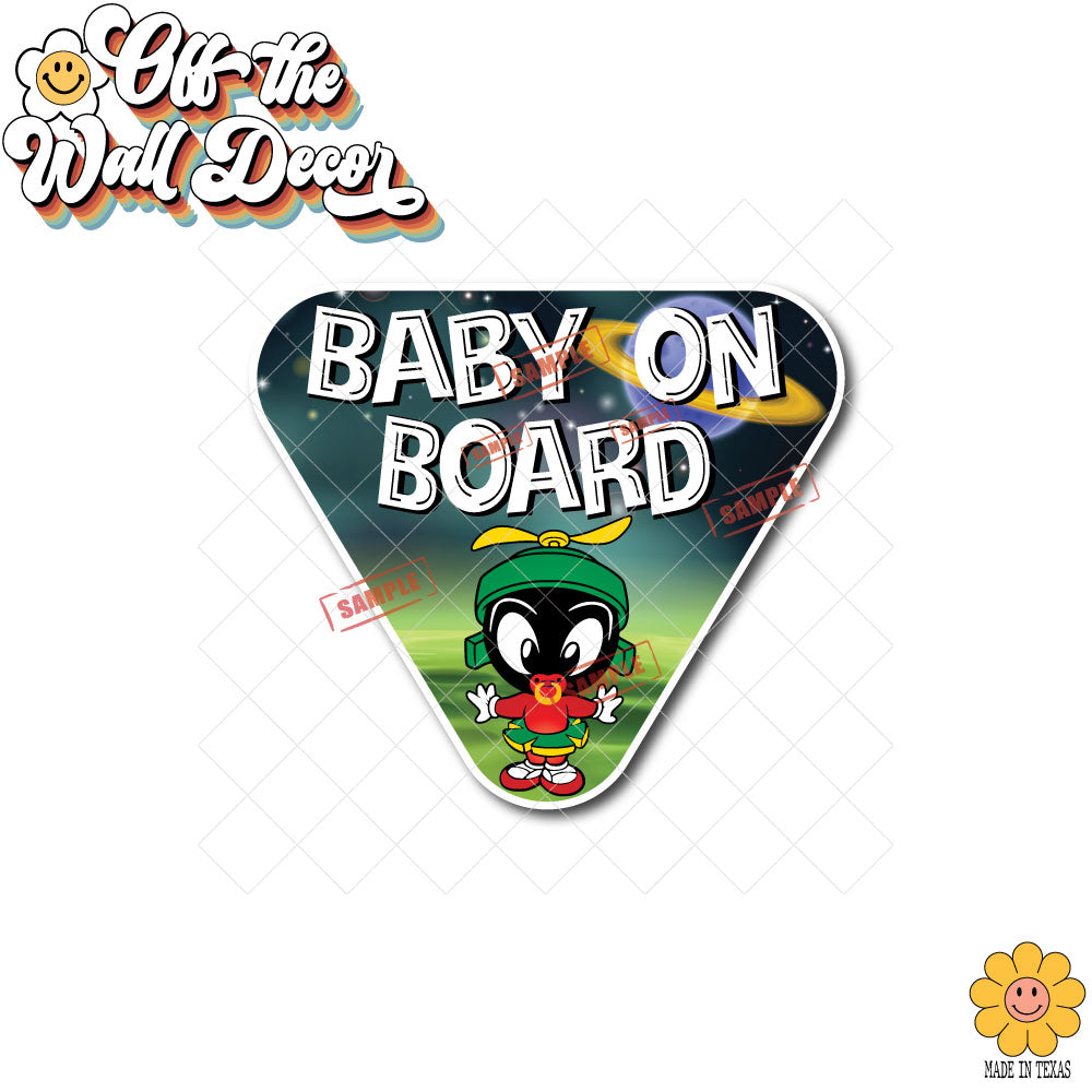Marvin | Baby on Board | Suction Cup Sign, Magnet OR Vinyl Decal Sticker