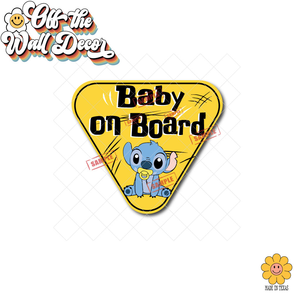 Stitch Baby | Baby on Board | Suction Cup Sign, Magnet OR Vinyl Decal Sticker