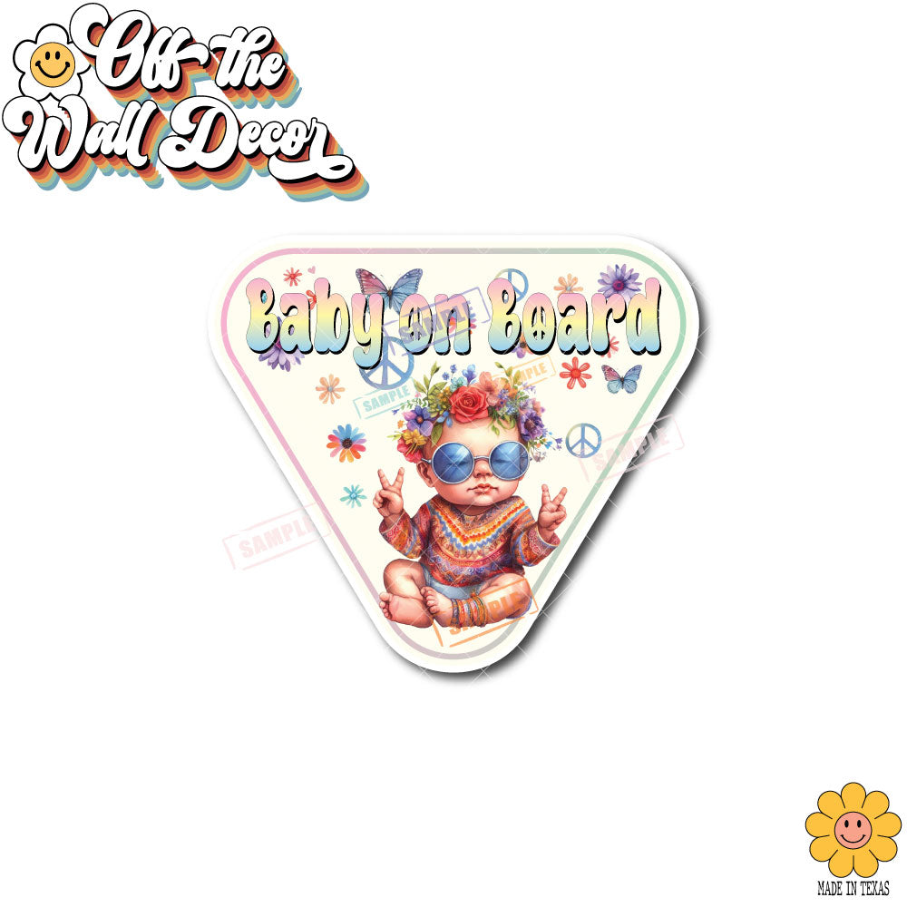 Groovy Hippie Baby | Baby on Board | Suction Cup Sign, Magnet OR Vinyl Decal Sticker
