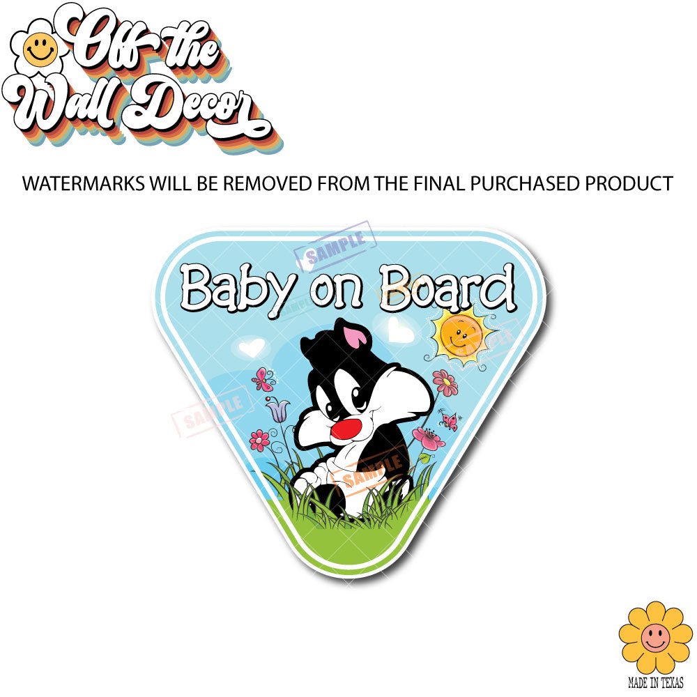 Sylvester Kitty | Baby on Board | Suction Cup Sign, Magnet OR Vinyl Decal Sticker