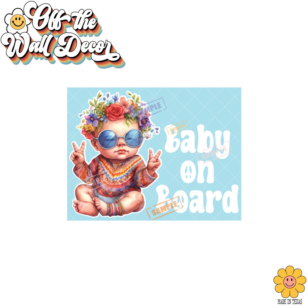 Groovy Hippie Baby | Baby on Board | Vinyl Decal Sticker