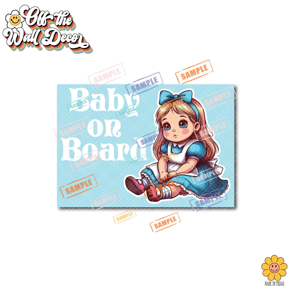Little Alice in Wonderland | Baby on Board | Suction Cup Sign, Magnet OR Vinyl Decal Sticker