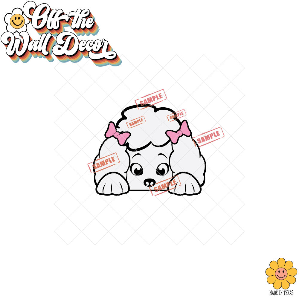 Peeking Poodle | Car/Truck Sticker, Automotive Decals, Car Bling Stickers and Decals, Pet Cat Dog Decal for Window