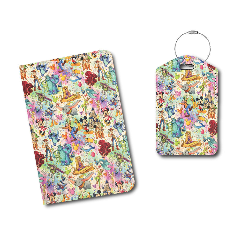 Rapunzel, Ariel and More! Collage Fabric | Passport Holder & Luggage Tag