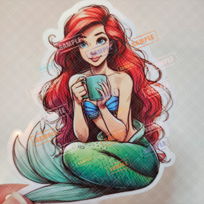 Princess Mug Waterproof Sticker: Holographic or Glossy Laminate