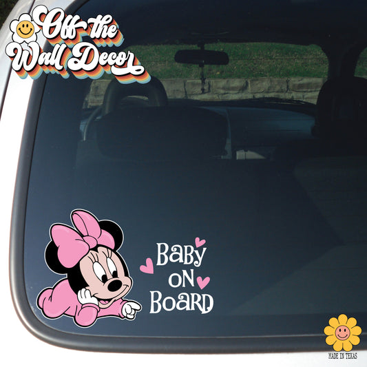 Minnie | Baby on Board | Suction Cup Sign, Magnet OR Vinyl Decal Sticker