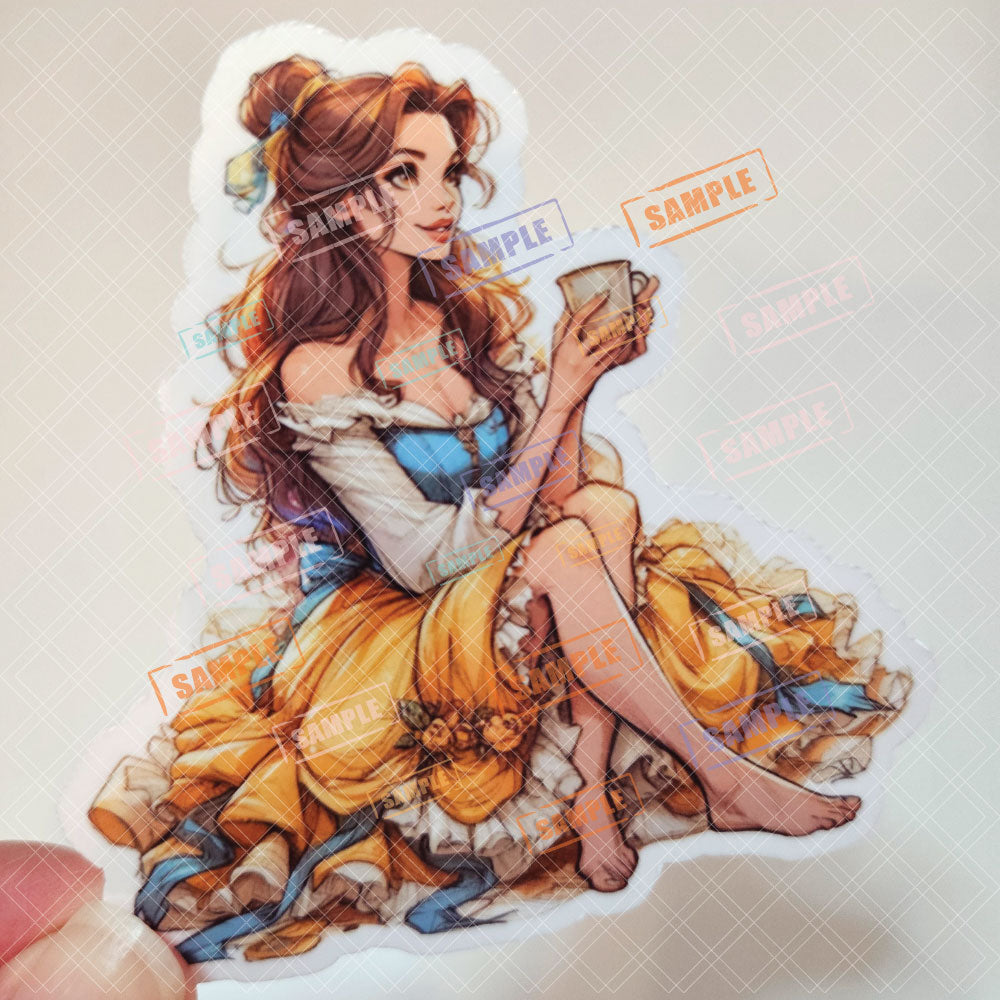 Princess Mug Waterproof Sticker: Holographic or Glossy Laminate