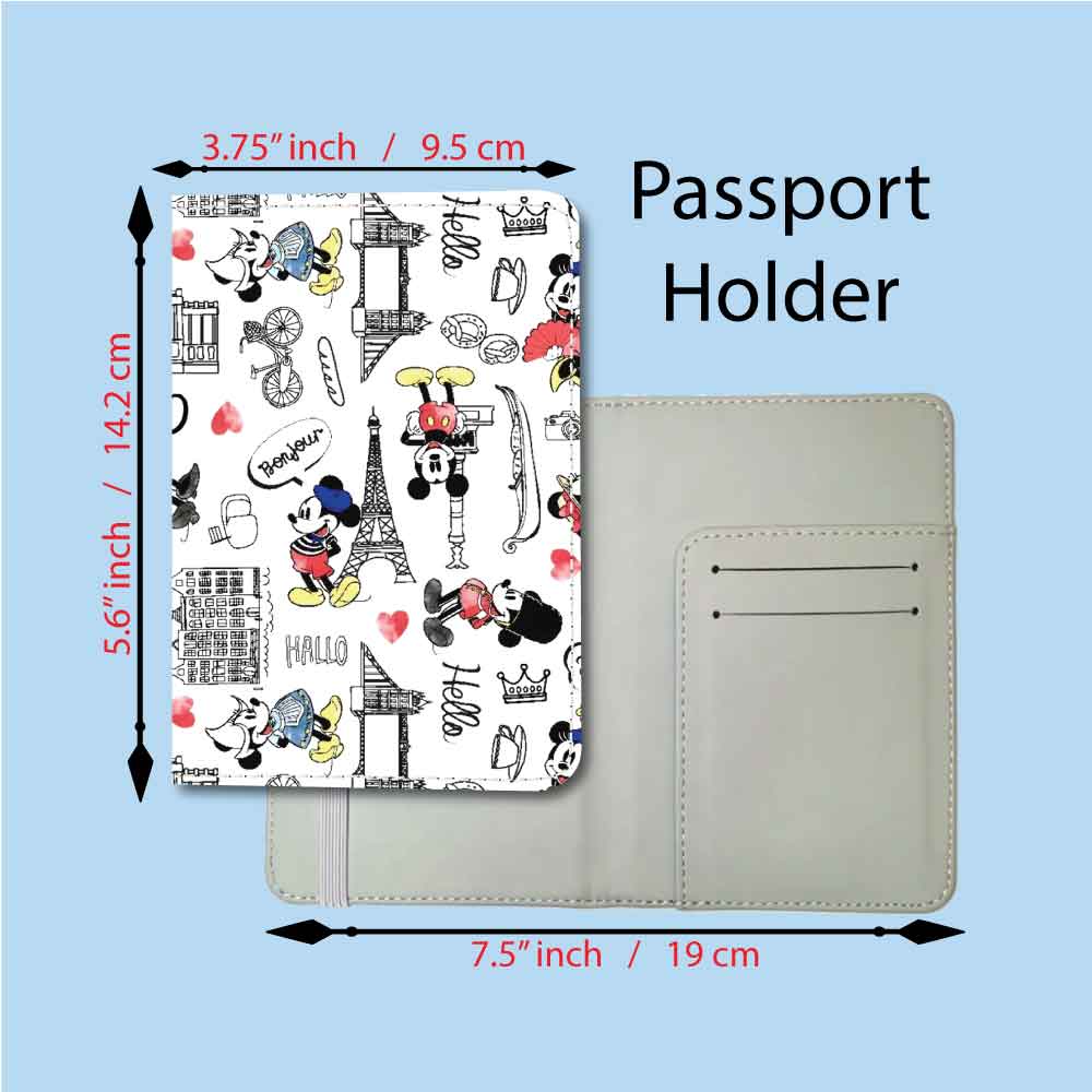 Traveling Mickey & Minnie | Passport Holder & Luggage Tag | Fabric Collage