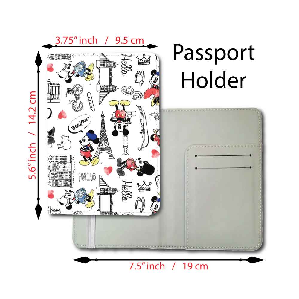 Traveling Mickey & Minnie | Passport Holder & Luggage Tag | Fabric Collage