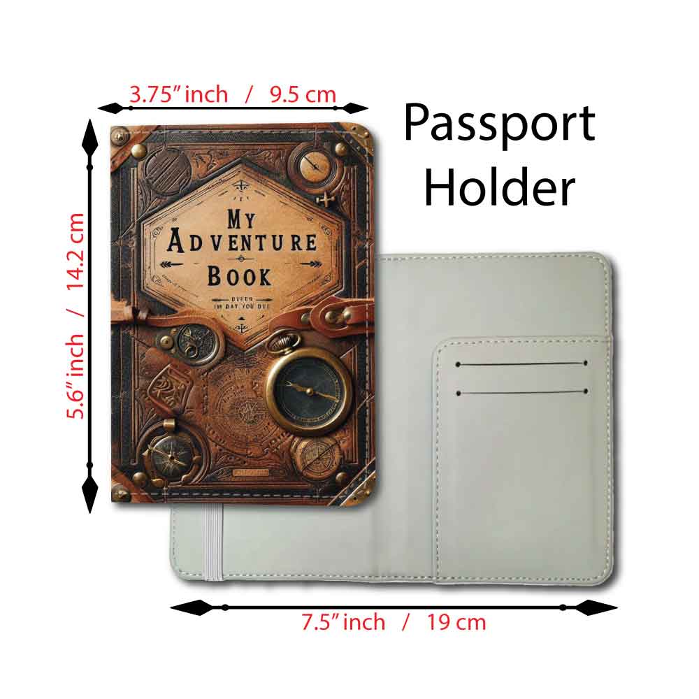 My Adventure Book Vintage Distressed Leather Look | Passport Holder & Luggage Tag