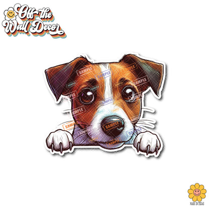 Peeking Jack Russell | Car/Truck Sticker, Automotive Decals, Car Bling Stickers and Decals, Pet Cat Dog Decal for Window