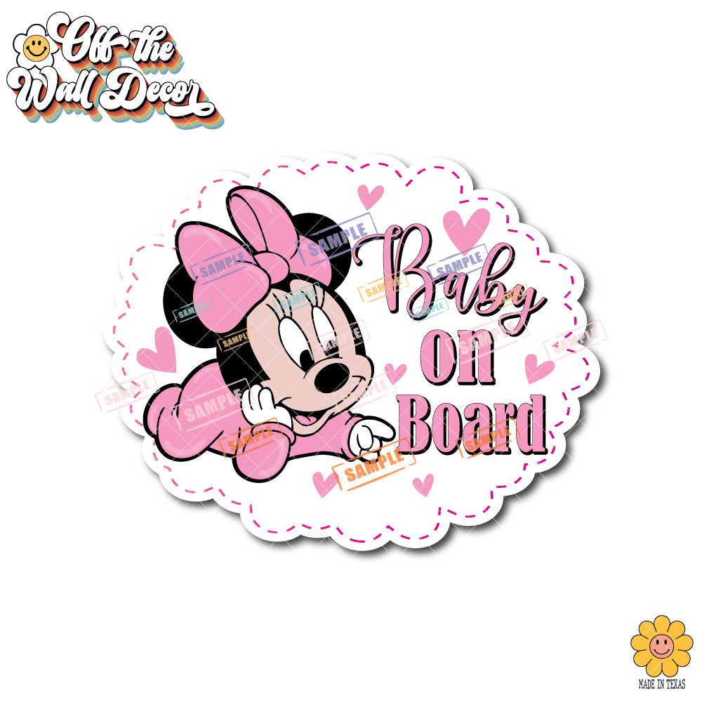Minnie | Baby on Board | Suction Cup Sign, Magnet OR Vinyl Decal Sticker
