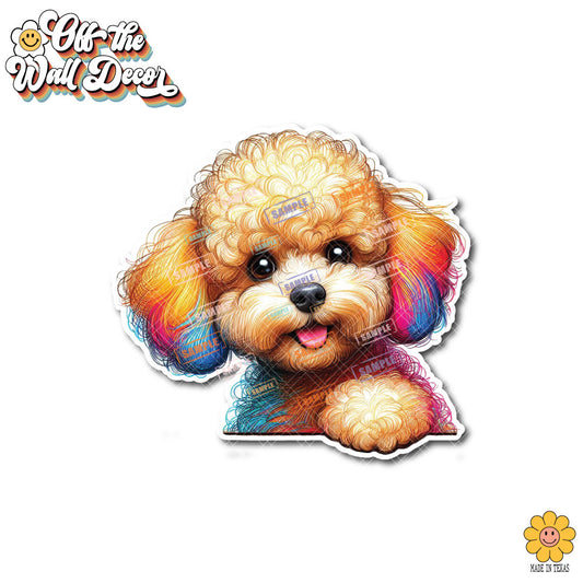 Peeking Poodle | Car/Truck Sticker, Automotive Decals, Car Bling Stickers and Decals, Pet Cat Dog Decal for Window