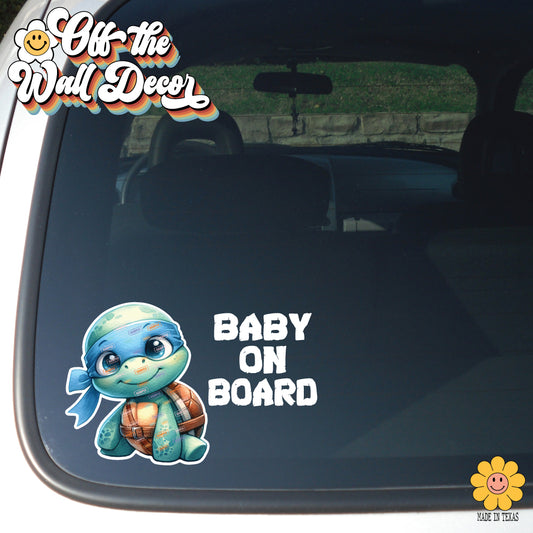 Turtle Characters | Baby on Board | Vinyl Decal Sticker