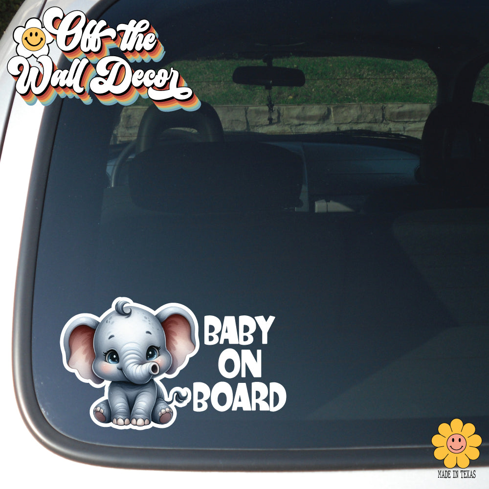 Baby Girl Elephant | Baby on Board | Suction Cup Sign, Magnet OR Vinyl Decal Sticker