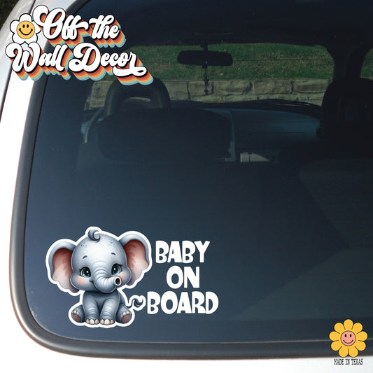 Baby Elephant for: Boy or Girl | Baby on Board | Vinyl Decal Sticker