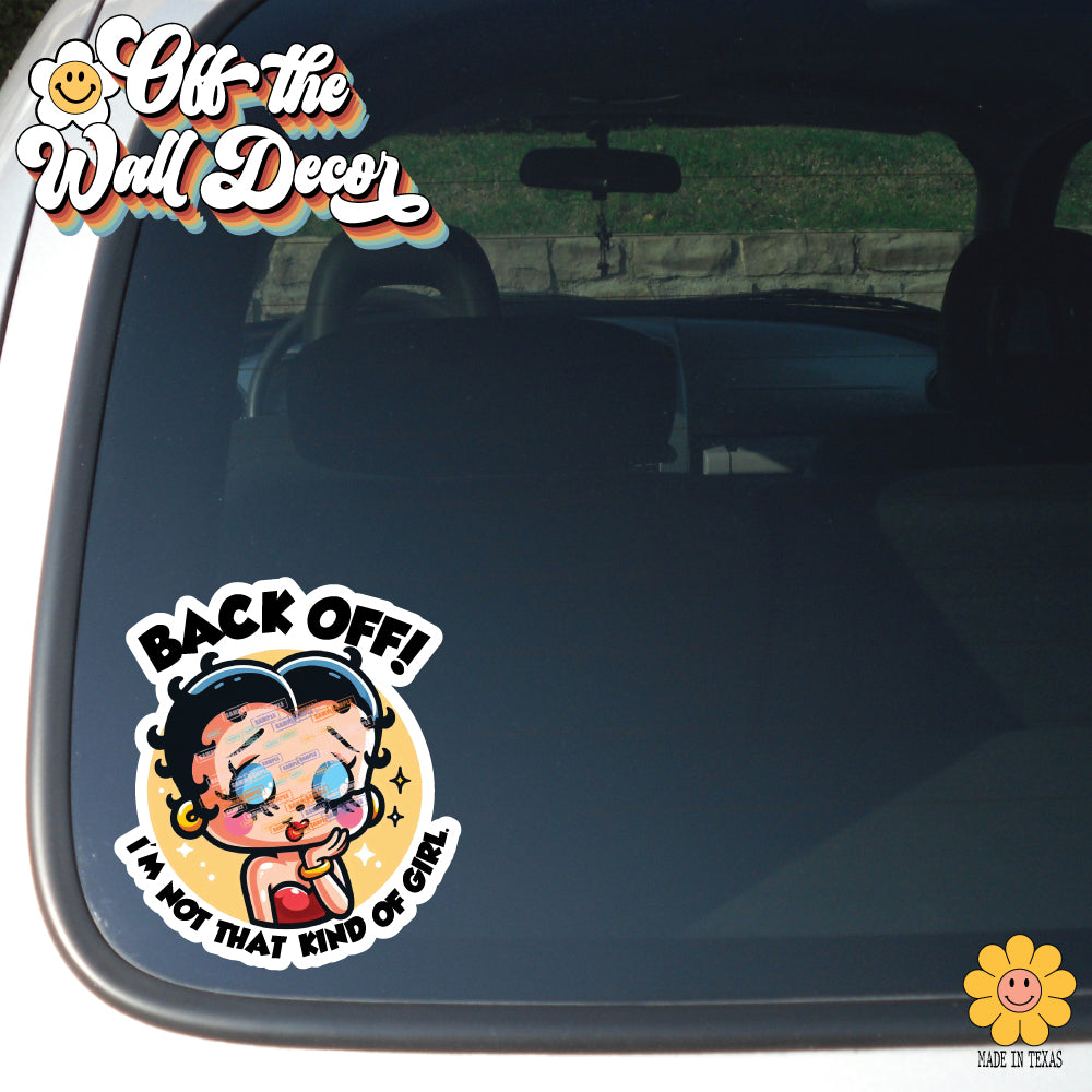 Back Off Betty Boop | Suction Cup Sign, Magnet OR Vinyl Decal Sticker
