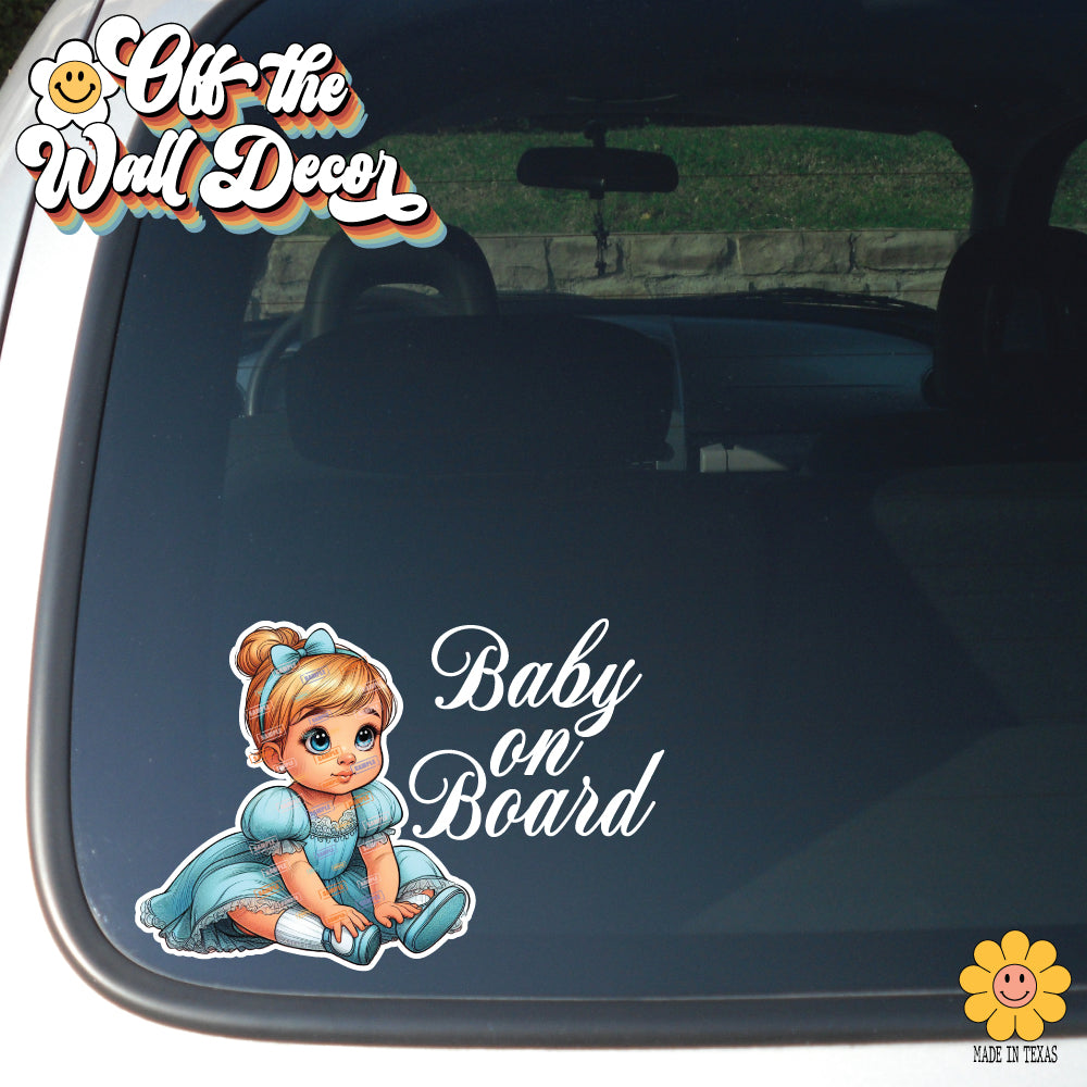 Little Cinderella | Baby on Board | Suction Cup Sign, Magnet OR Vinyl Decal Sticker