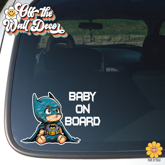 Little Hero Bat Dude | Baby on Board | Vinyl Decal Sticker