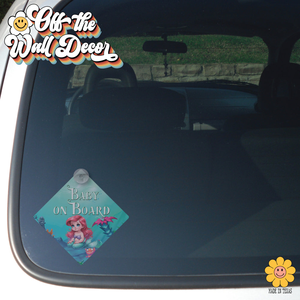 Little Mermaid Ariel | Baby on Board | Suction Cup Sign, Magnet OR Vinyl Decal Sticker