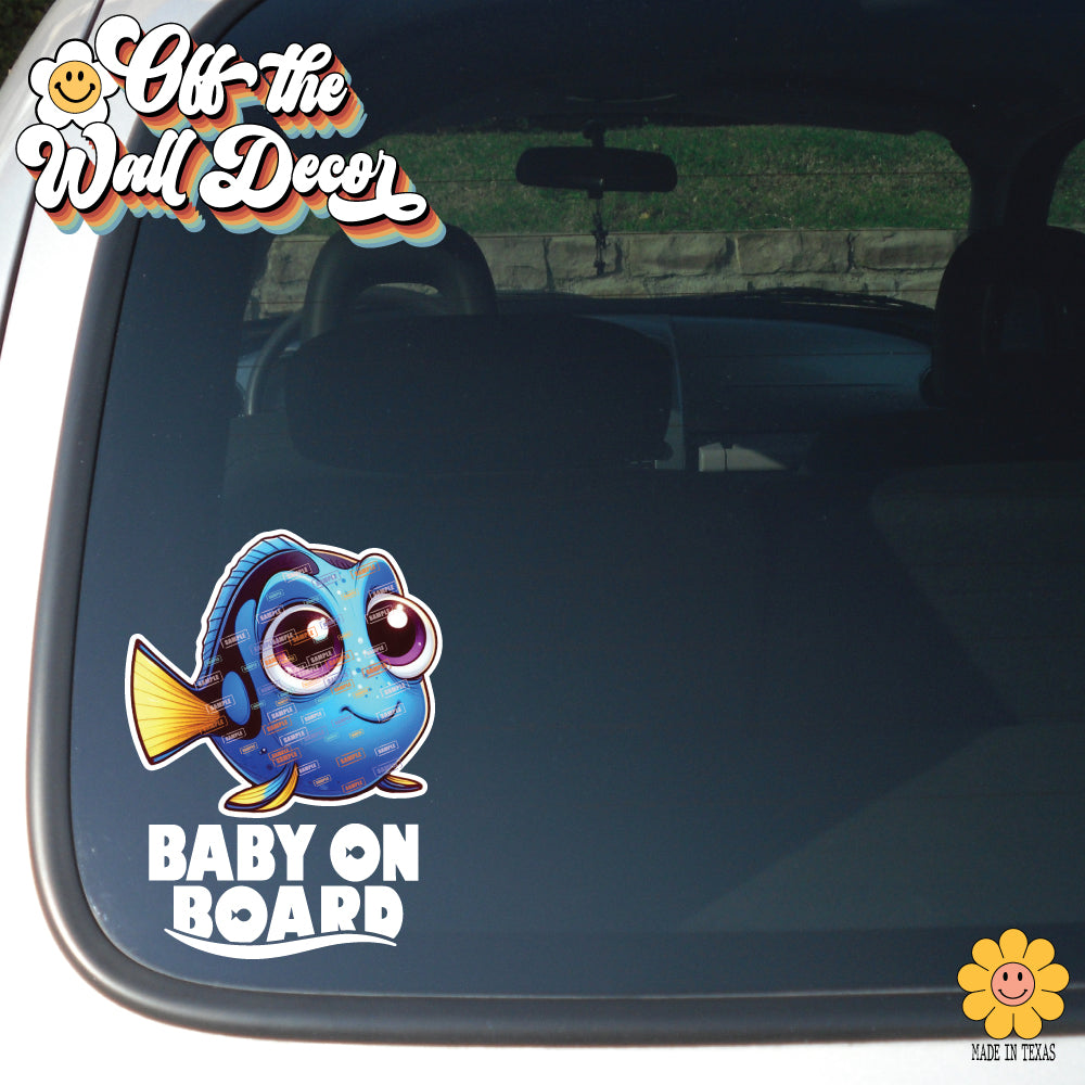 Baby Surgeon Fish Dory | Baby on Board | Suction Cup Sign, Magnet OR Vinyl Decal Sticker