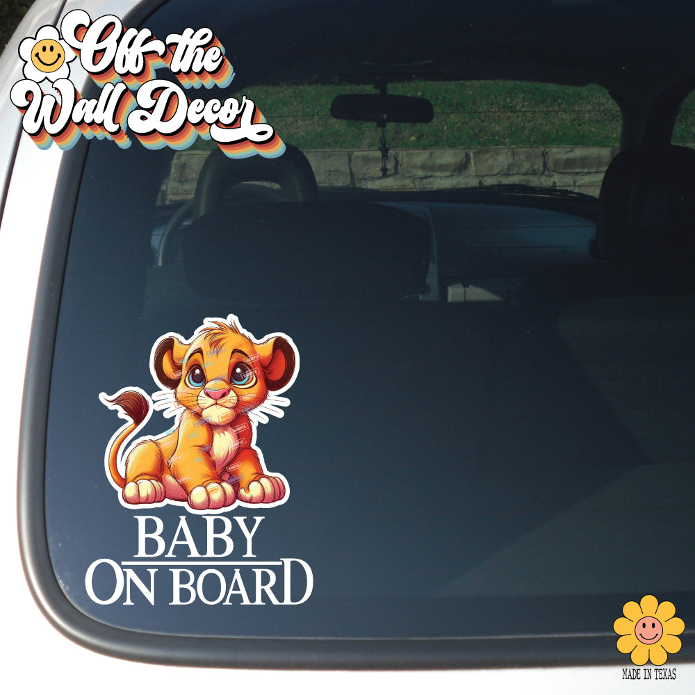 Simba | Baby on Board | Suction Cup Sign, Magnet OR Vinyl Decal Sticker