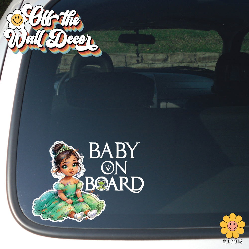 Baby Princess Tiana | Baby on Board | Suction Cup Sign, Magnet OR Vinyl Decal Sticker