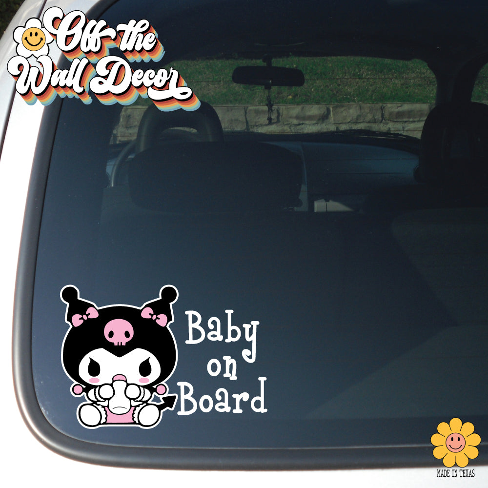 Baby Kuromi | Baby on Board | Suction Cup Sign, Magnet OR Vinyl Decal Sticker