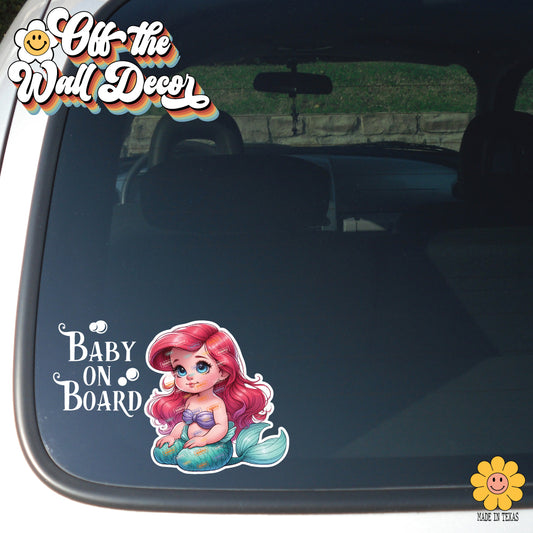 Little Mermaid Ariel | Baby on Board | Vinyl Decal Sticker