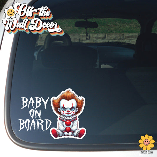 Scary Clown | Baby on Board | Vinyl Decal Sticker