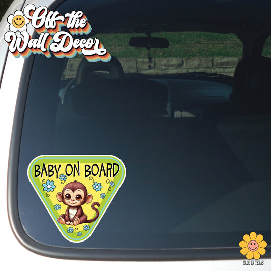 Baby Boy Monkey | Baby on Board | Suction Cup Sign, Magnet OR Vinyl Decal Sticker