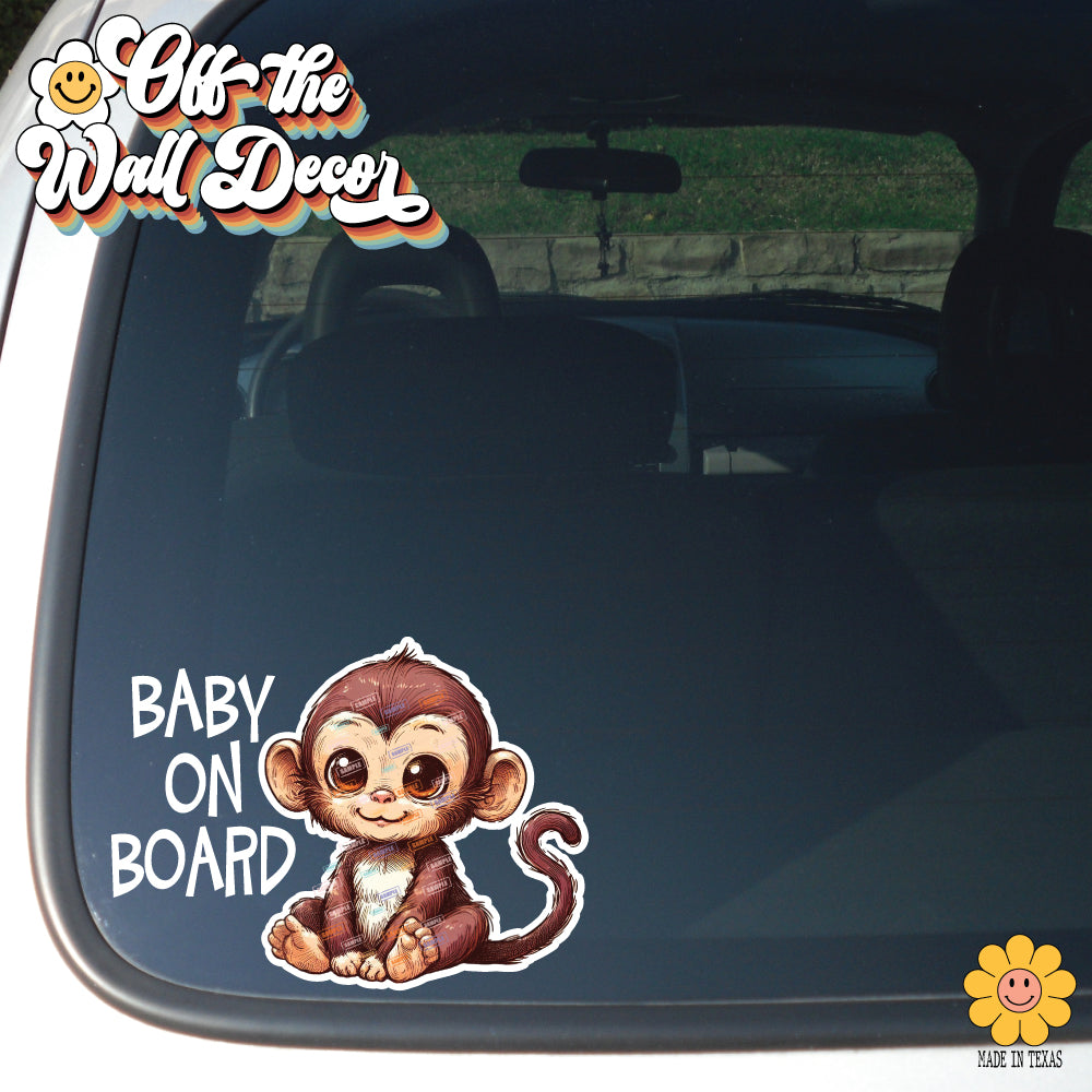 Baby Boy Monkey | Baby on Board | Suction Cup Sign, Magnet OR Vinyl Decal Sticker
