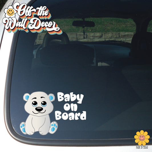 Polar Bear Boy | Baby on Board | Suction Cup Sign, Magnet OR Vinyl Decal Sticker