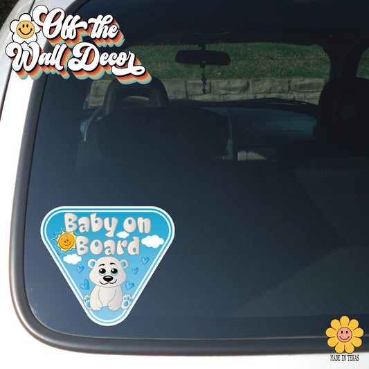 Polar Bear Boy | Baby on Board | Suction Cup Sign, Magnet OR Vinyl Decal Sticker