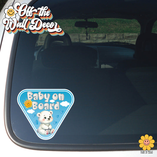 Polar Bear Boy | Baby on Board | Suction Cup Sign, Magnet OR Vinyl Decal Sticker