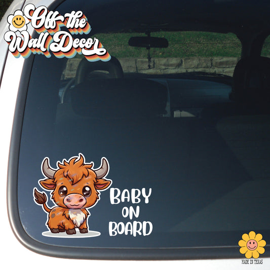 Baby Highland Cow | Baby on Board | Vinyl Decal Sticker