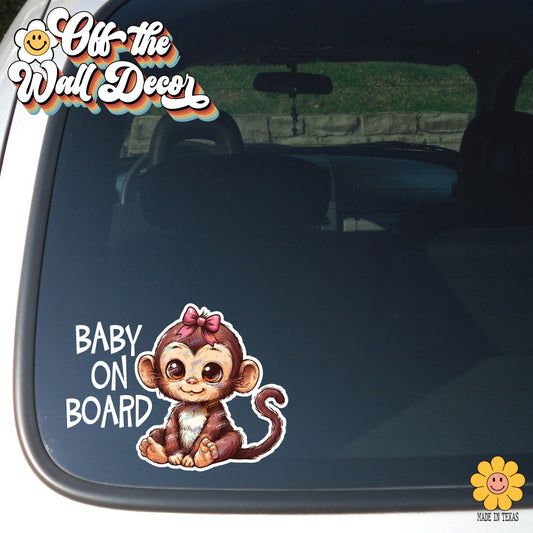 Monkey Baby Girl | Baby on Board | Vinyl Decal Sticker